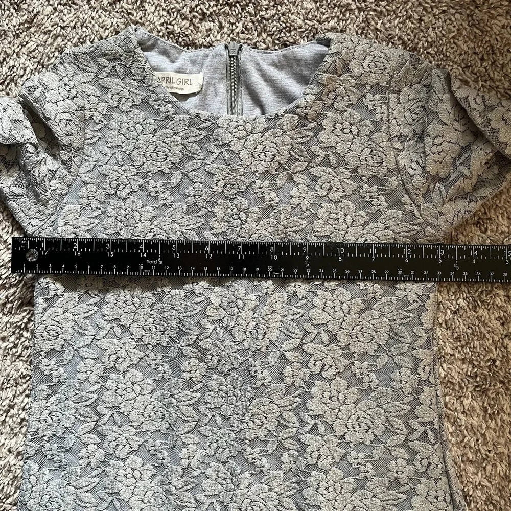 April Girl Dress Size 155 (7/8) Gray Lace